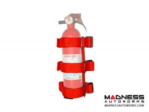 Jeep Wrangler TJ Sport Bar Fire Extinguisher Holder - Red Jeep Wrangler TJ Sport Bar Fire Extinguisher Holder - Red